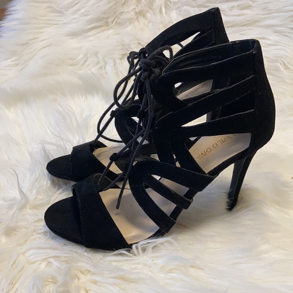 Wild diva black three inch heels
